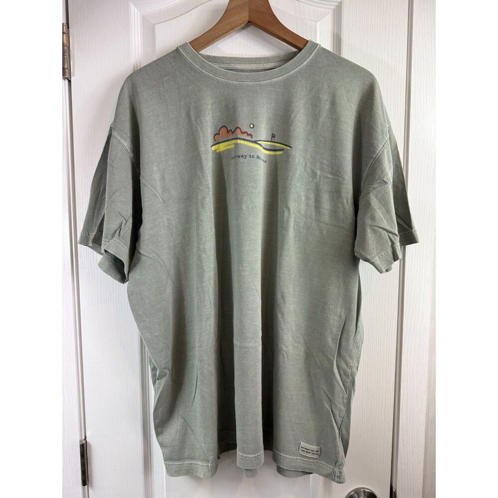 Life Is Good Mens XL Fairway to Heaven Golf T Shirt Sage Green Graphic Tee